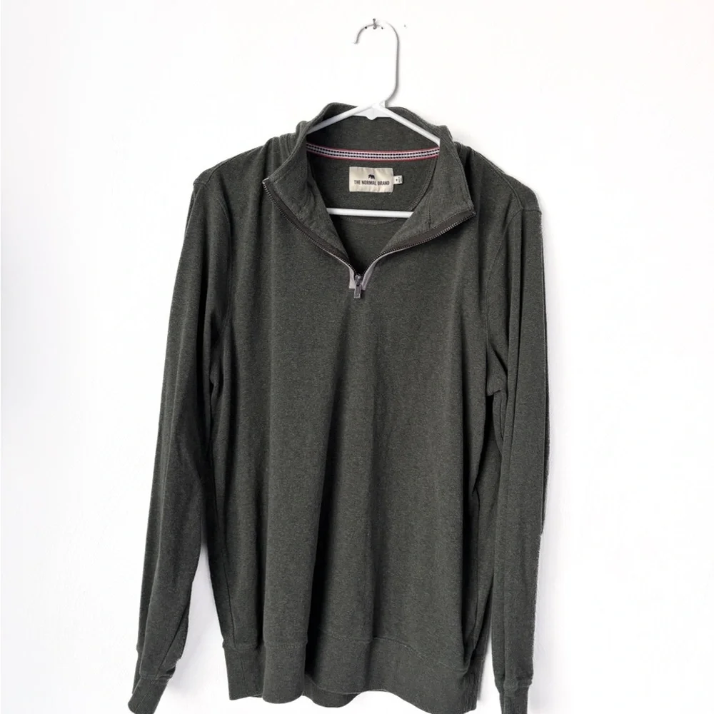 The Normal Brand Puremeso Weekend Quarter Zip in Olive
